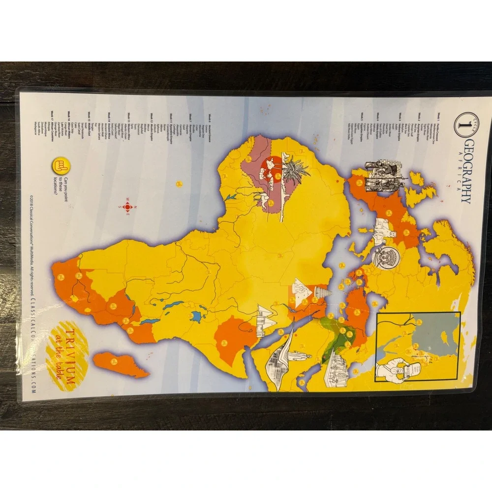 Classical Conversations Cycle 1 Geography World Africa Laminated placemats (4)